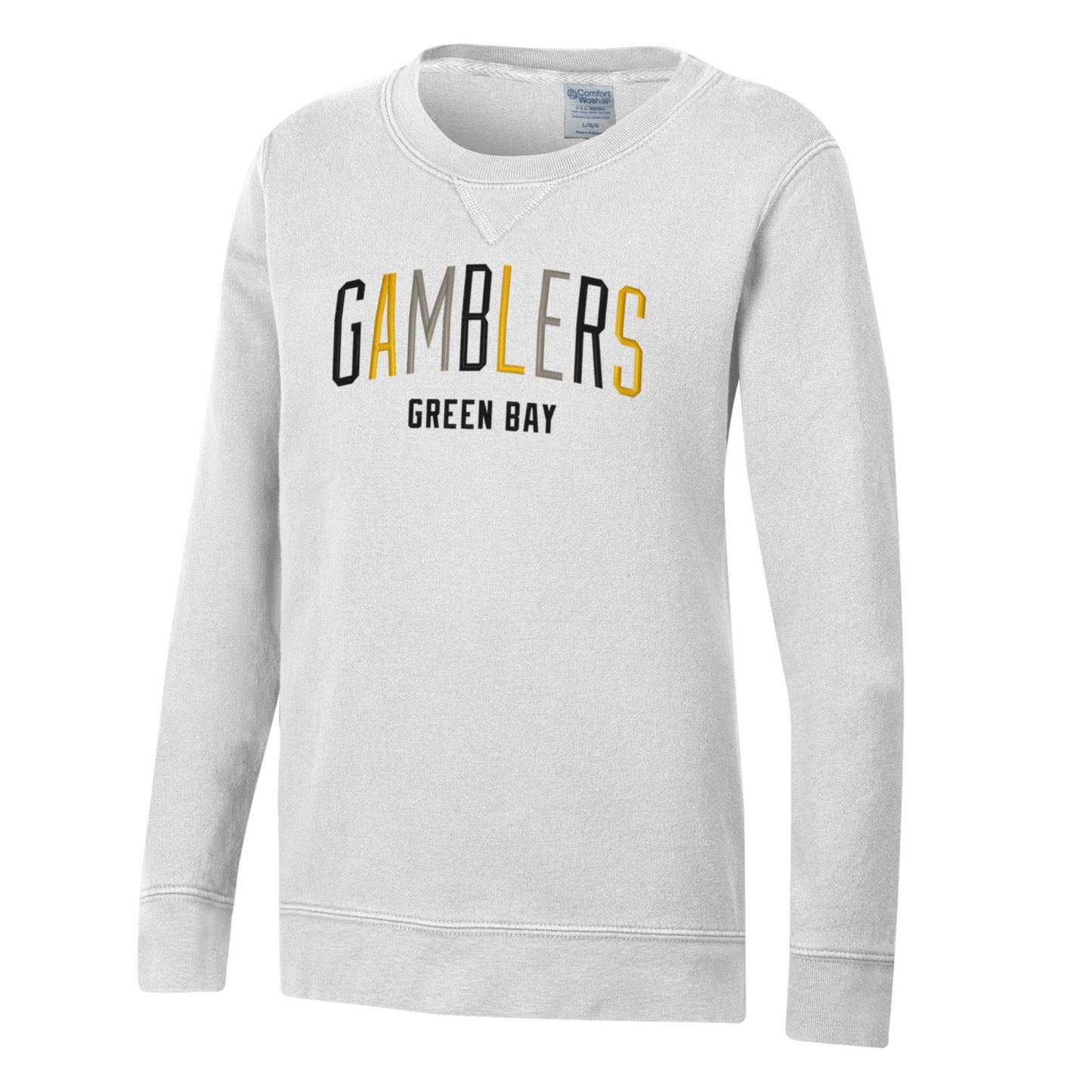 Youth Classic White Embroidered Crew